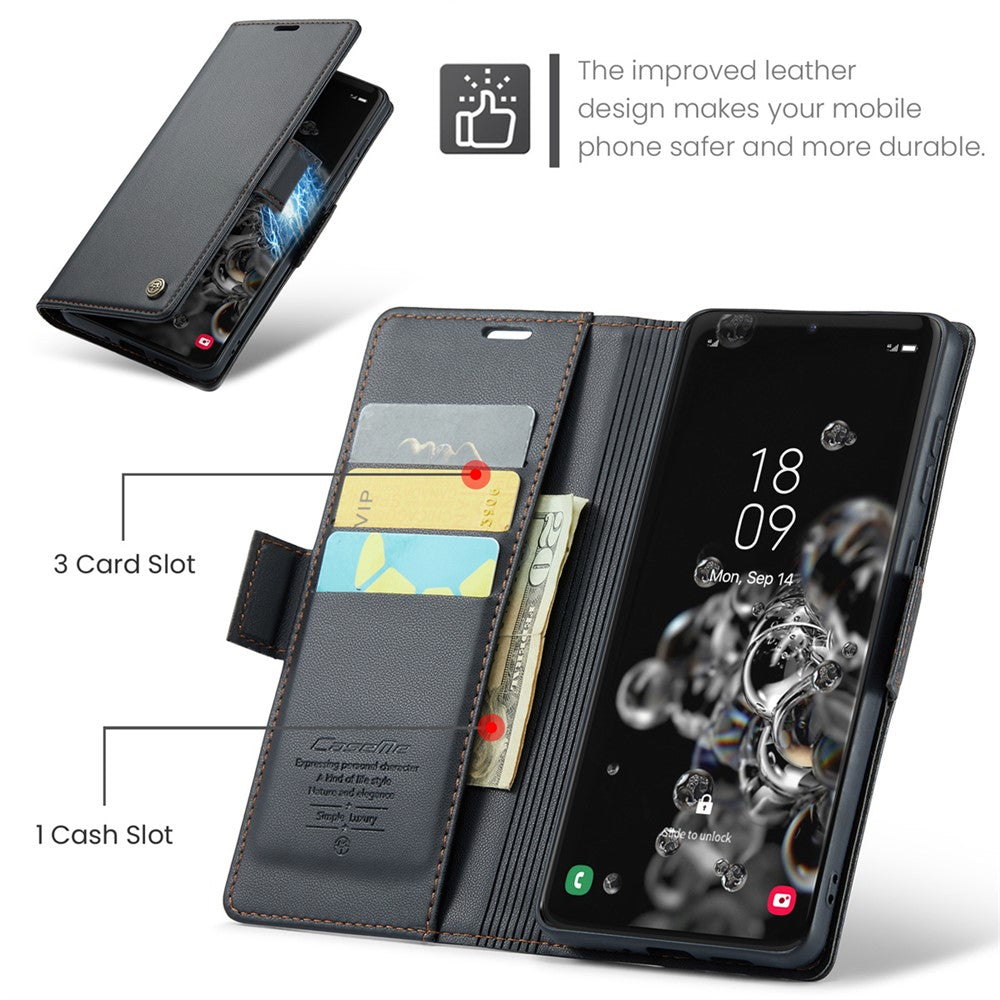 Galaxy S20 Ultra Glänzende Wallet-Hülle – RFID-Schutz & Ständer