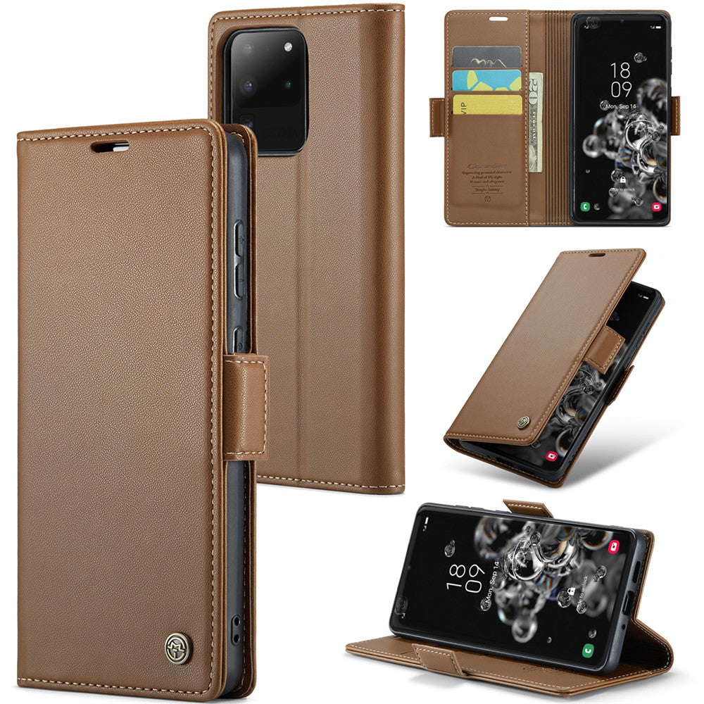 Galaxy S20 Ultra Glänzende Wallet-Hülle – RFID-Schutz & Ständer