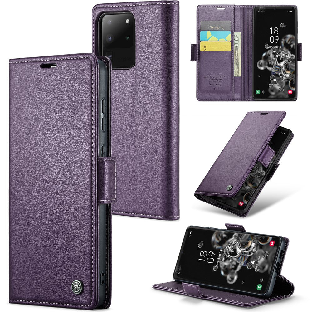 Galaxy S20 Ultra Glänzende Wallet-Hülle – RFID-Schutz & Ständer