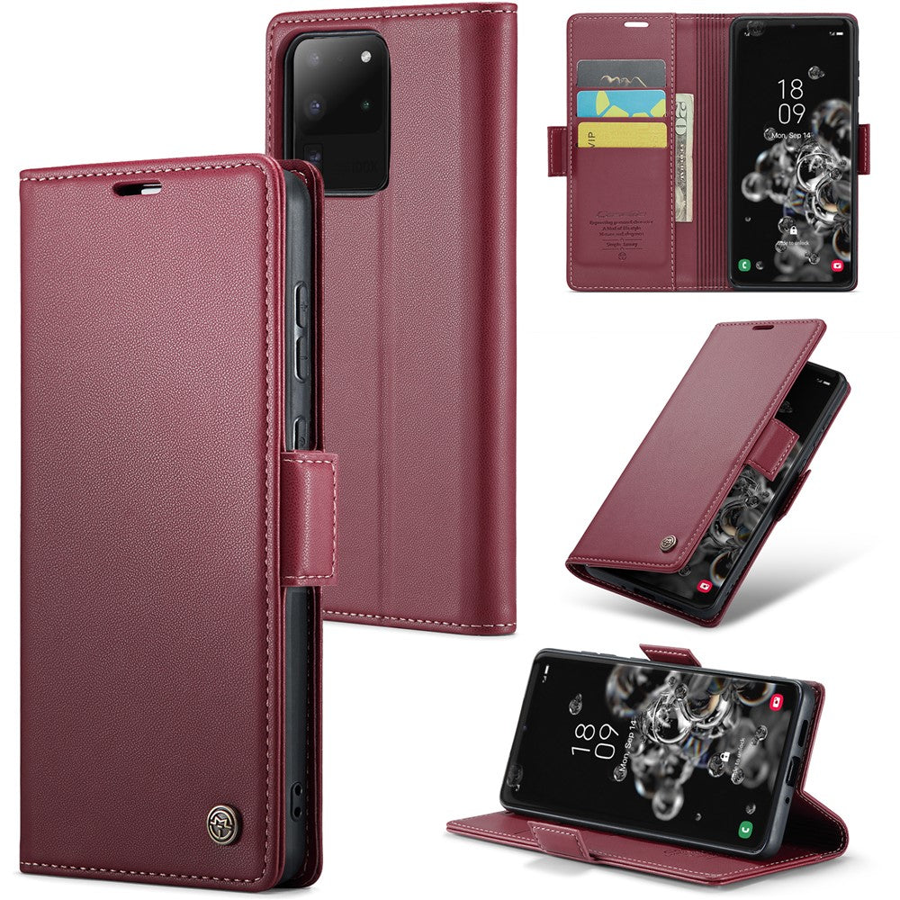 Galaxy S20 Ultra Glänzende Wallet-Hülle – RFID-Schutz & Ständer