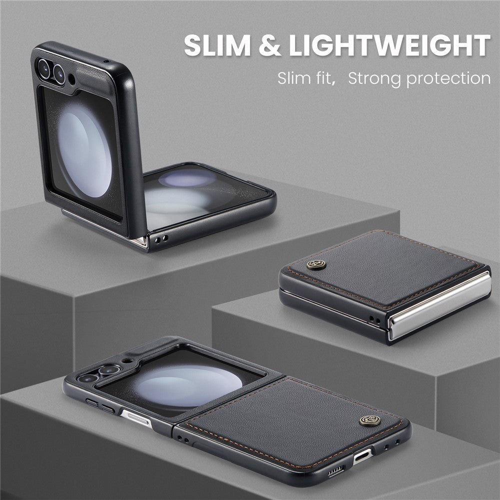 Galaxy Z Flip5 5G Glänzende Wallet-Hülle – RFID-Schutz & Ständer