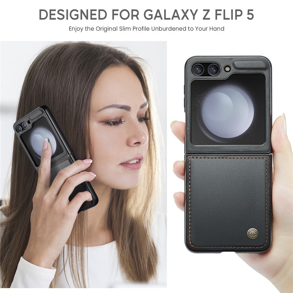 Galaxy Z Flip5 5G Glänzende Wallet-Hülle – RFID-Schutz & Ständer