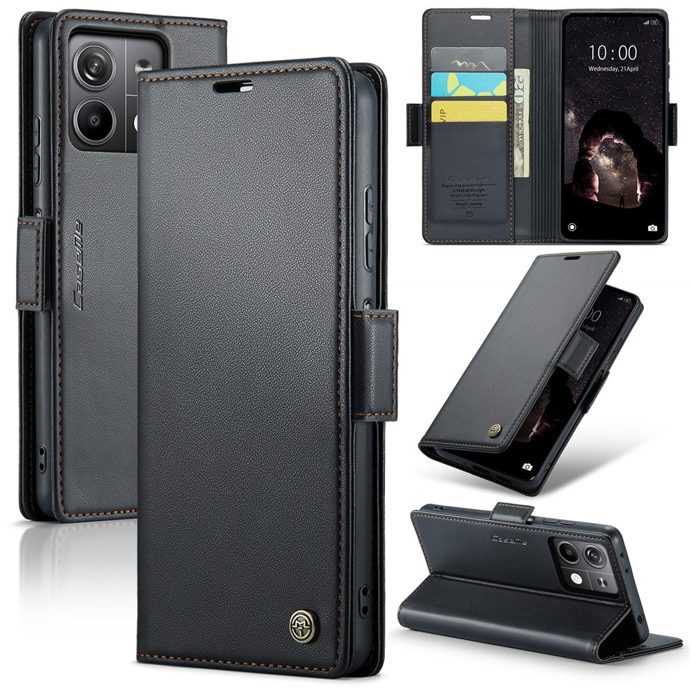 CASEME 023 Series For Xiaomi Redmi Note 13 5G Case Leather Folio Phone Cover RFID Blocking