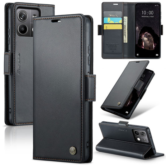 Xiaomi Redmi Note 13 5G Handyhülle – CASEME 023 Series aus Leder mit Folio-Schutz, RFID-blockierend