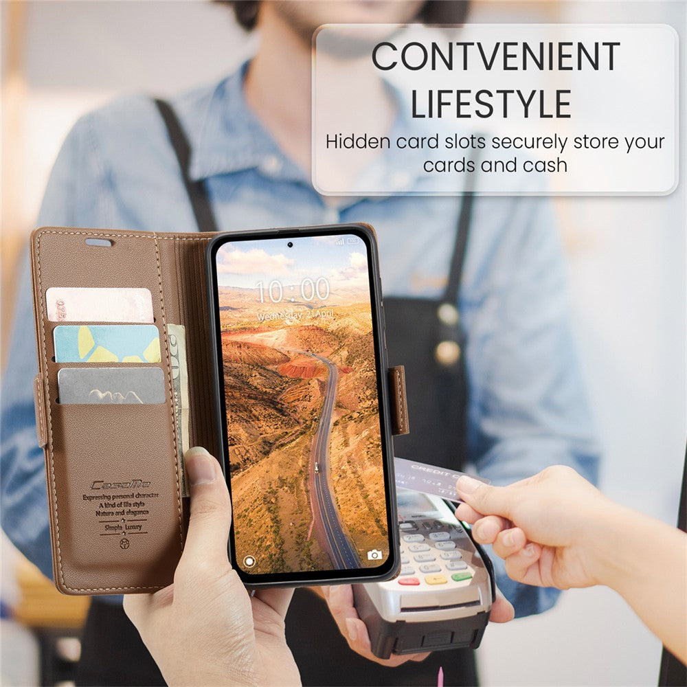CASEME 023 Series For Xiaomi Redmi Note 13 5G Case Leather Folio Phone Cover RFID Blocking
