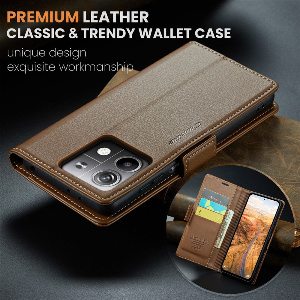 CASEME 023 Series For Xiaomi Redmi Note 13 5G Case Leather Folio Phone Cover RFID Blocking
