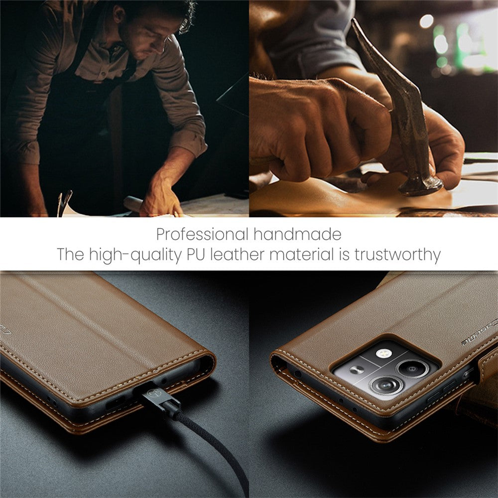 CASEME 023 Series For Xiaomi Redmi Note 13 5G Case Leather Folio Phone Cover RFID Blocking