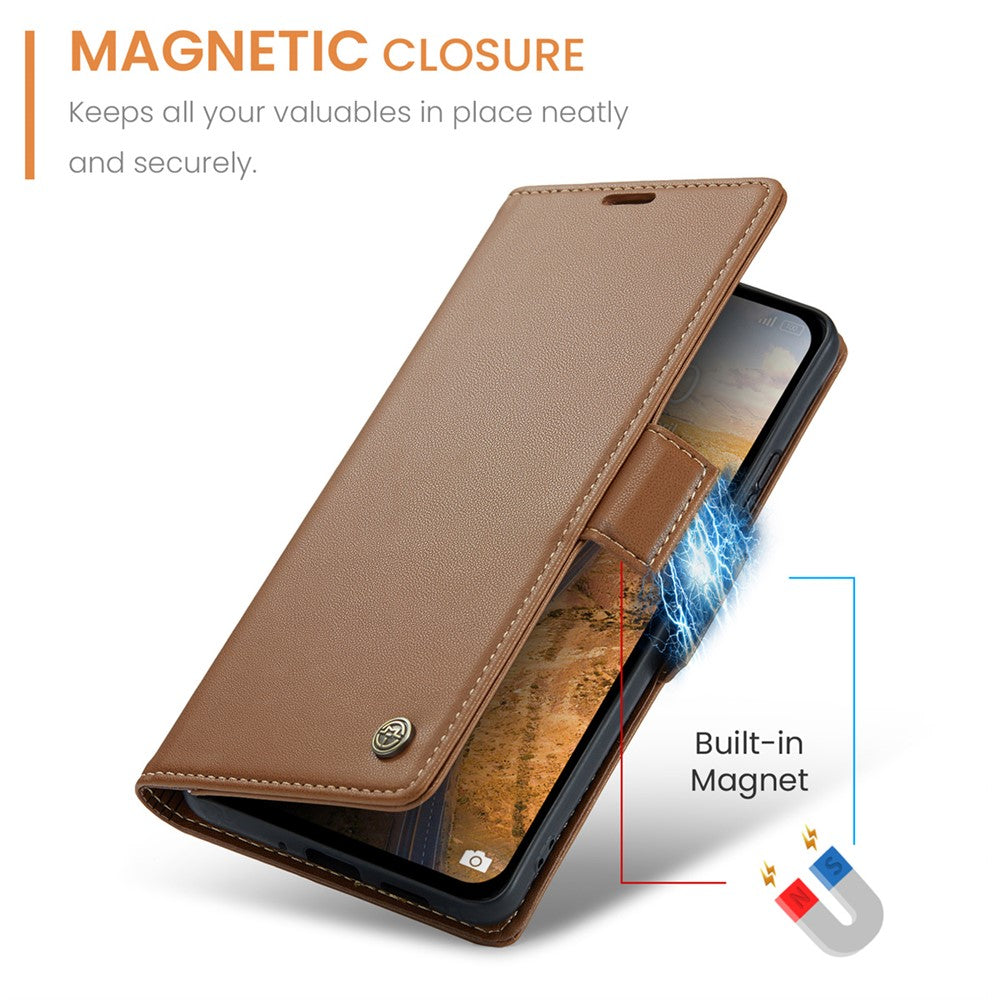 CASEME 023 Series For Xiaomi Redmi Note 13 5G Case Leather Folio Phone Cover RFID Blocking