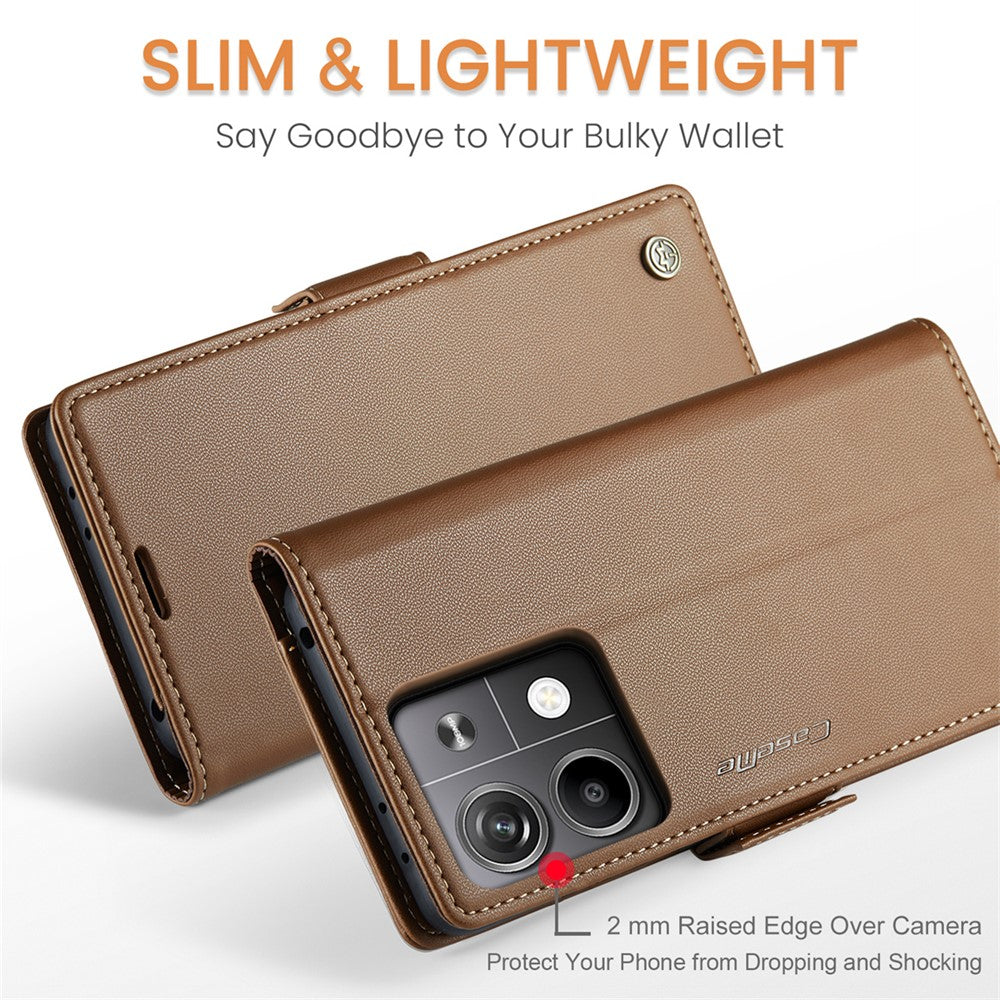 CASEME 023 Series For Xiaomi Redmi Note 13 5G Case Leather Folio Phone Cover RFID Blocking