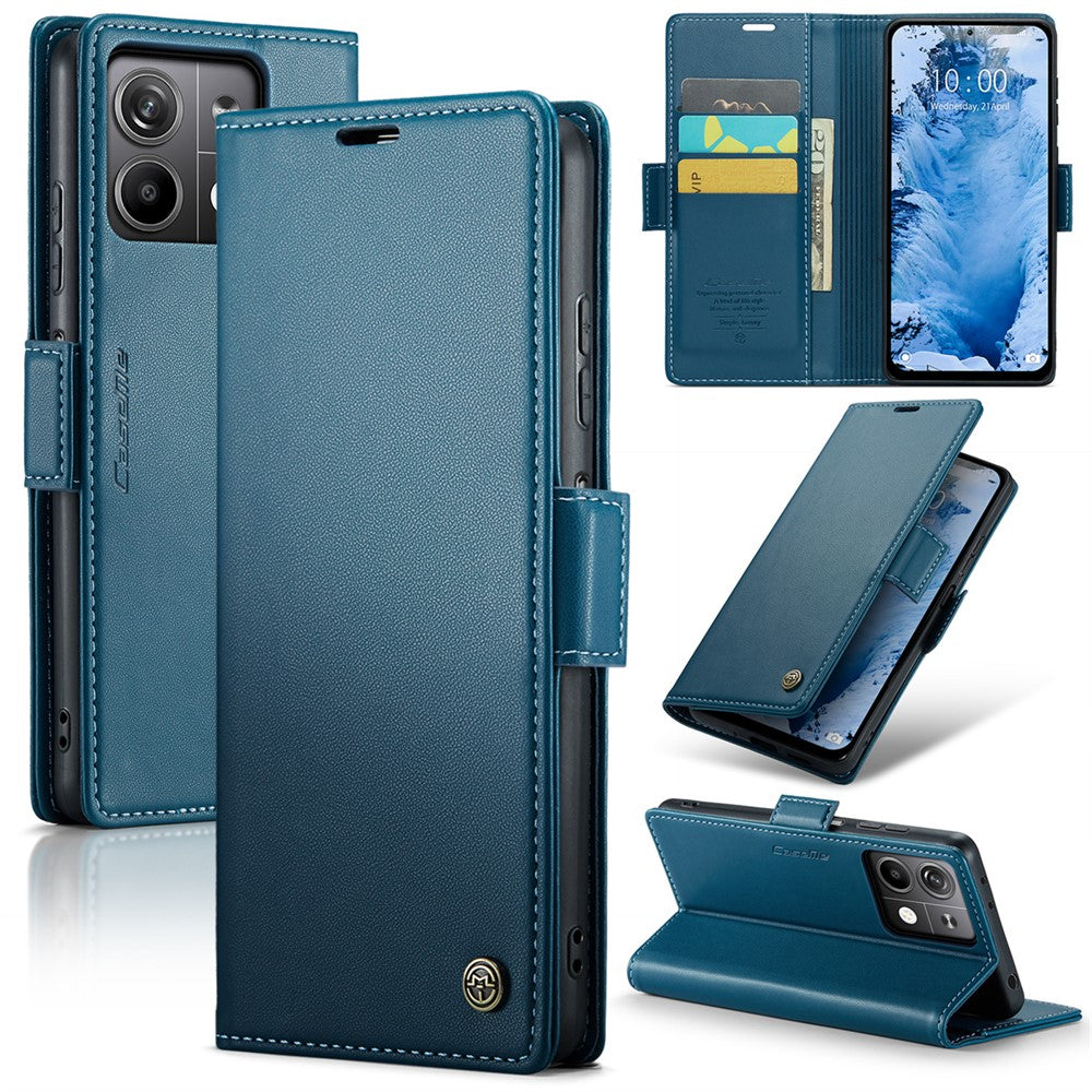 CASEME 023 Series For Xiaomi Redmi Note 13 5G Case Leather Folio Phone Cover RFID Blocking
