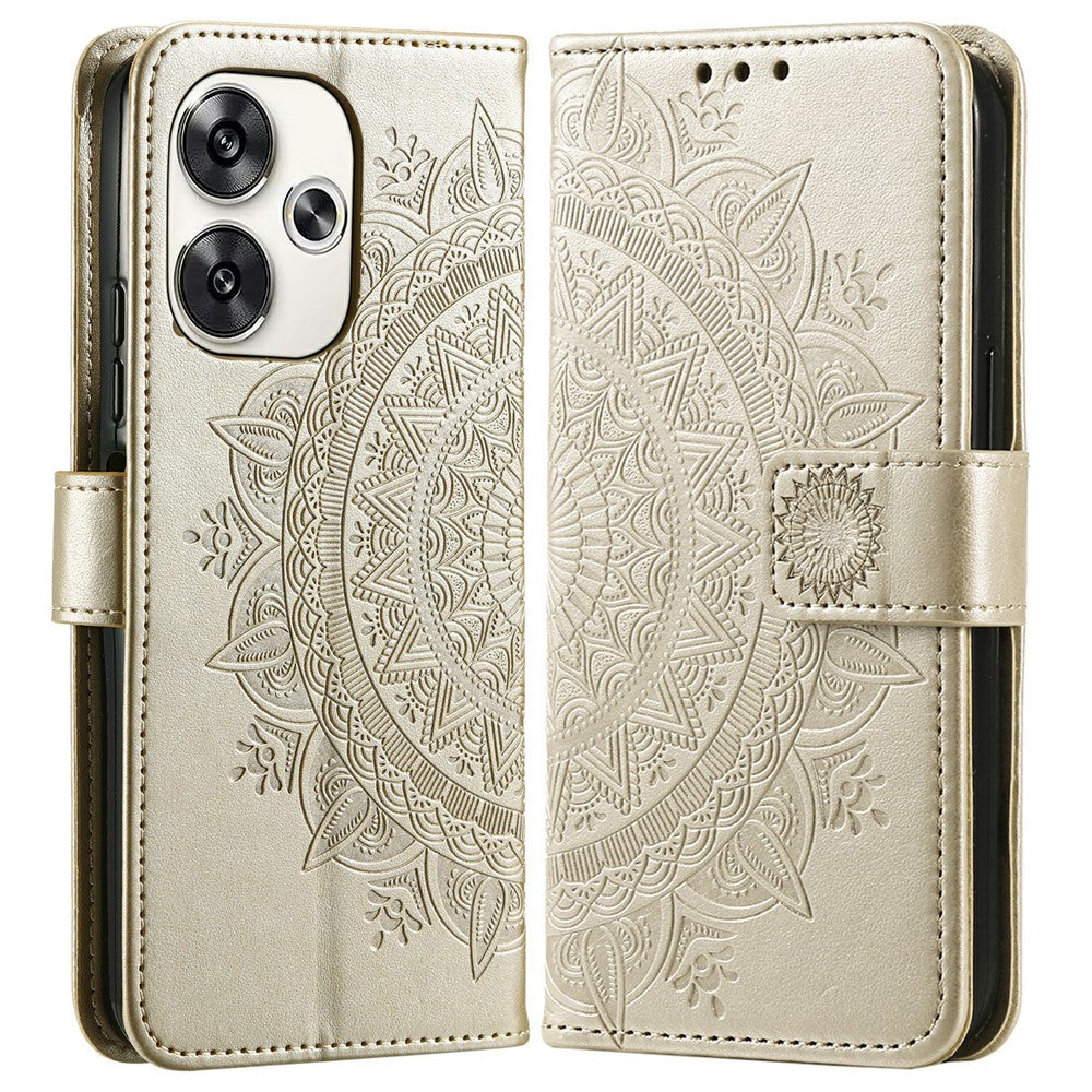 For Xiaomi Poco F6 5G / Redmi Turbo 3 5G Case Imprinted Totem PU Leather Phone Cover