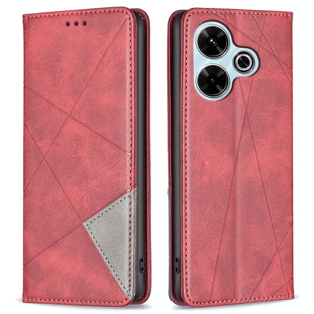 For Xiaomi Redmi 13 5G / 13 4G / Poco M6 4G Case PU Leather Phone Cover Rhombus Shockproof Flip