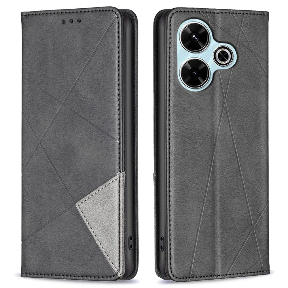 For Xiaomi Redmi 13 5G / 13 4G / Poco M6 4G Case PU Leather Phone Cover Rhombus Shockproof Flip