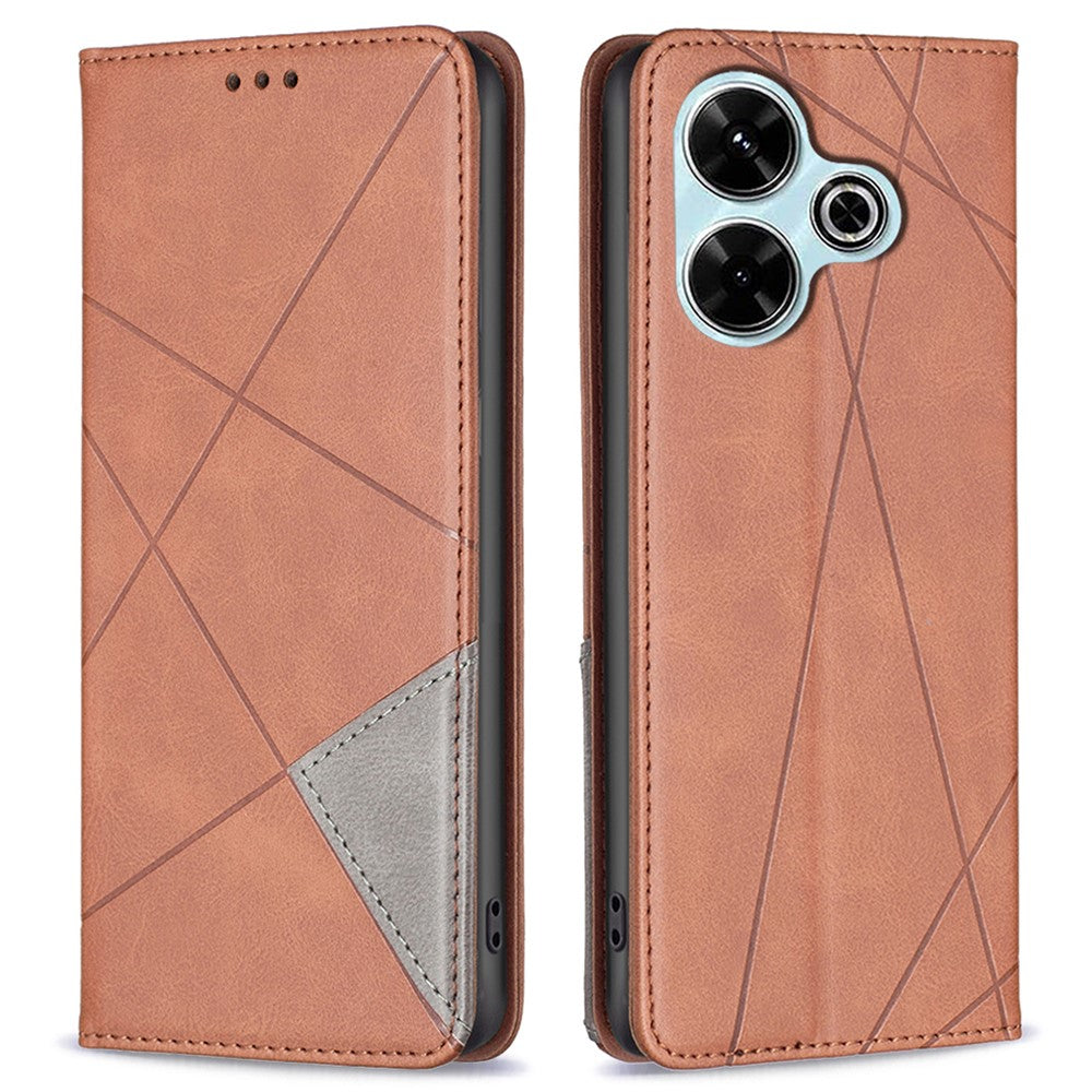 For Xiaomi Redmi 13 5G / 13 4G / Poco M6 4G Case PU Leather Phone Cover Rhombus Shockproof Flip