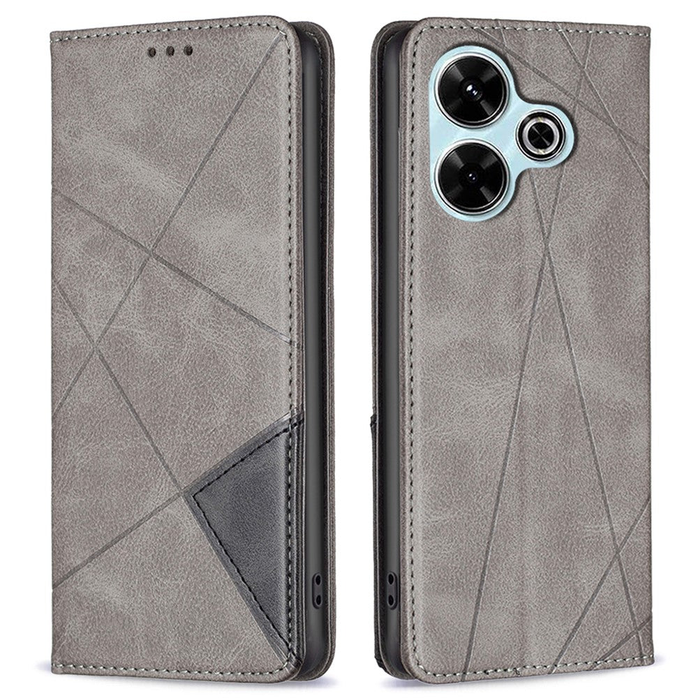 For Xiaomi Redmi 13 5G / 13 4G / Poco M6 4G Case PU Leather Phone Cover Rhombus Shockproof Flip