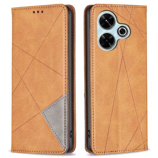 For Xiaomi Redmi 13 5G / 13 4G / Poco M6 4G Case PU Leather Phone Cover Rhombus Shockproof Flip