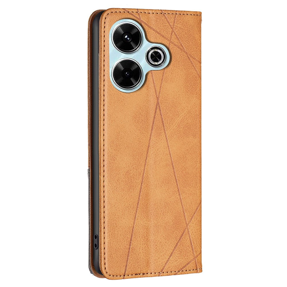 For Xiaomi Redmi 13 5G / 13 4G / Poco M6 4G Case PU Leather Phone Cover Rhombus Shockproof Flip