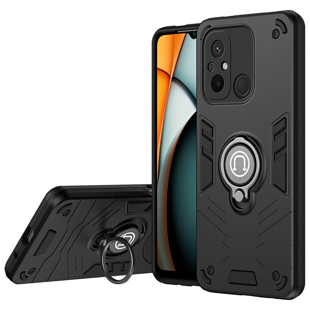 For Xiaomi Poco C55 4G / Redmi 12C 4G Slim-Fit Phone Case PC+TPU+Metal Kickstand Phone Cover