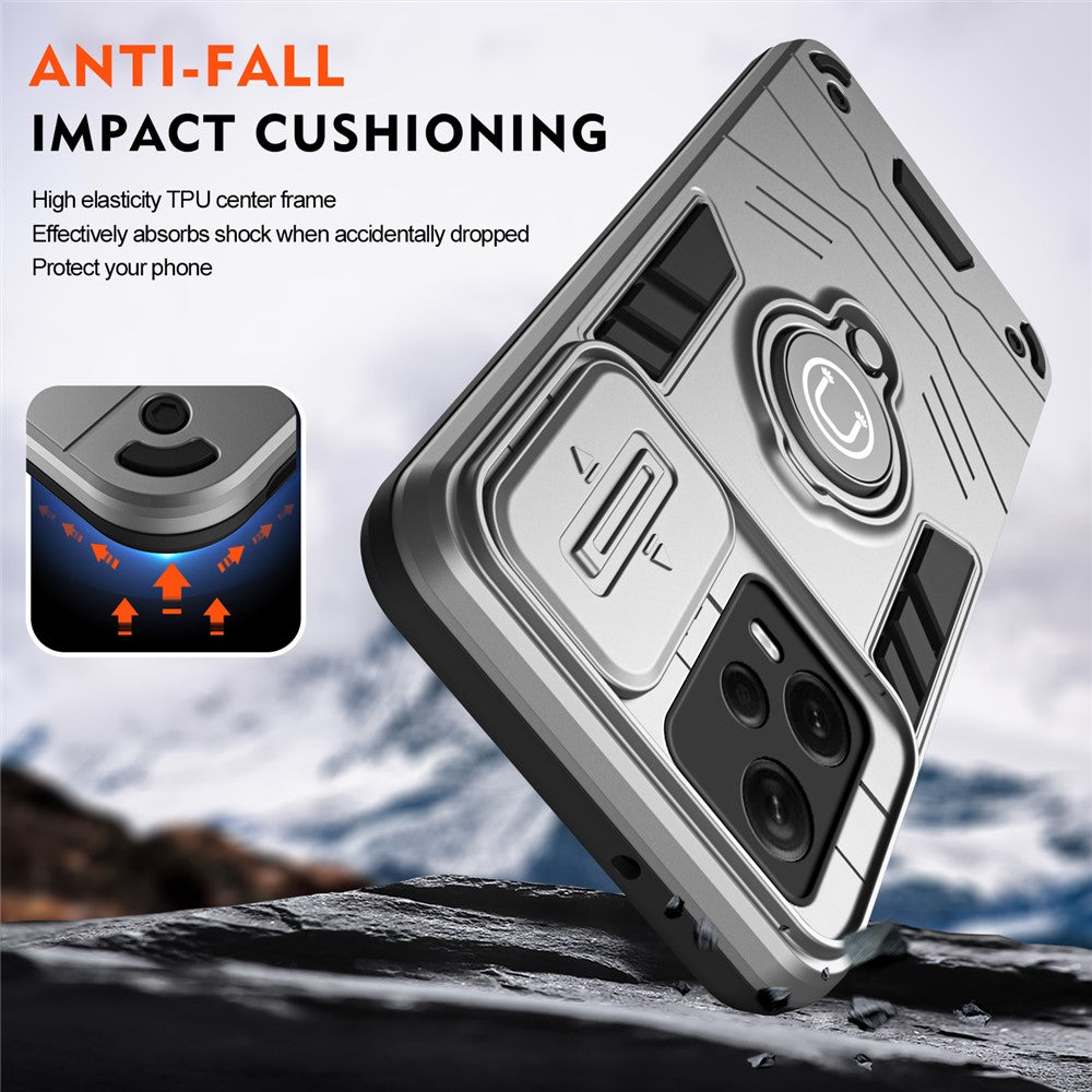 For Xiaomi Redmi Note 12 Pro+ 5G Case Slide Lens Protection PC+TPU Phone Cover Ring Holder