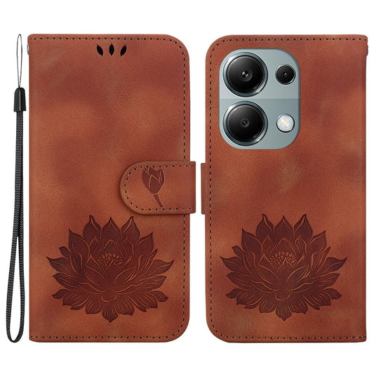 Xiaomi Redmi Note 13 Pro 4G / Xiaomi Poco M6 Pro 4G Handyhülle – Poco M6 Pro 4G Lotusmuster Leder mit Kartenfächern