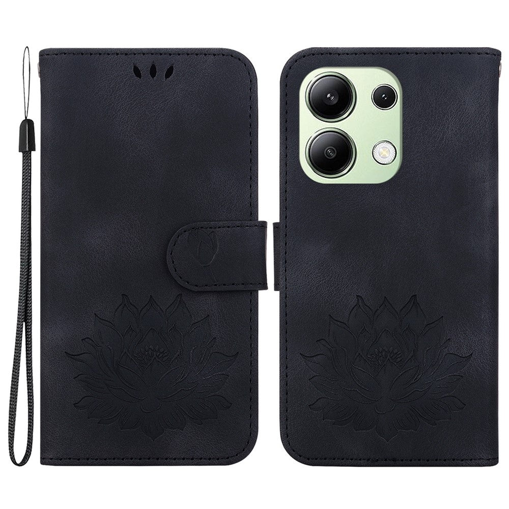 For Xiaomi Redmi Note 13 4G Wallet Case Lotus Pattern Leather Protective Phone Cover