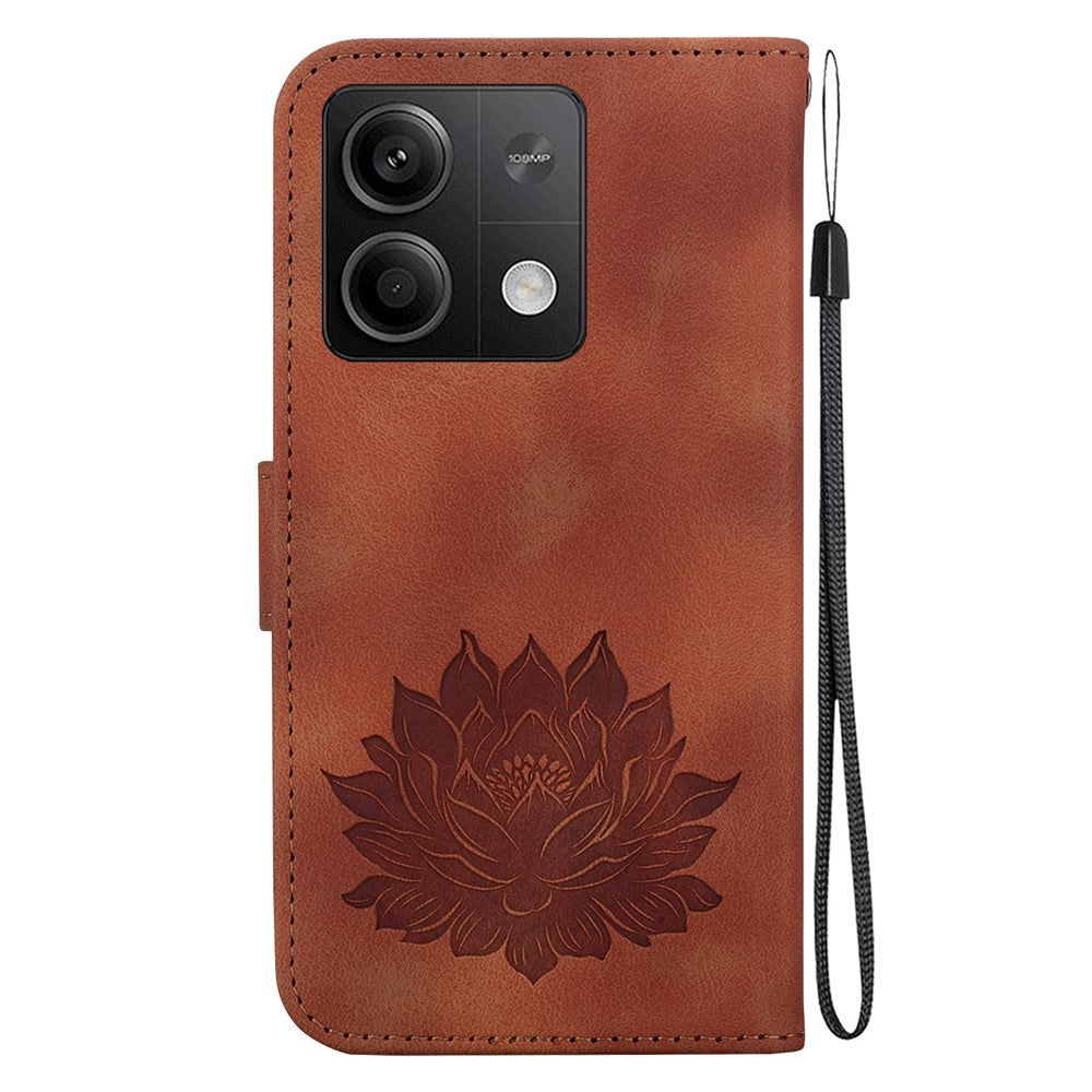 For Xiaomi Redmi Note 13 5G Case Lotus Imprint Leather Wallet Phone Cover