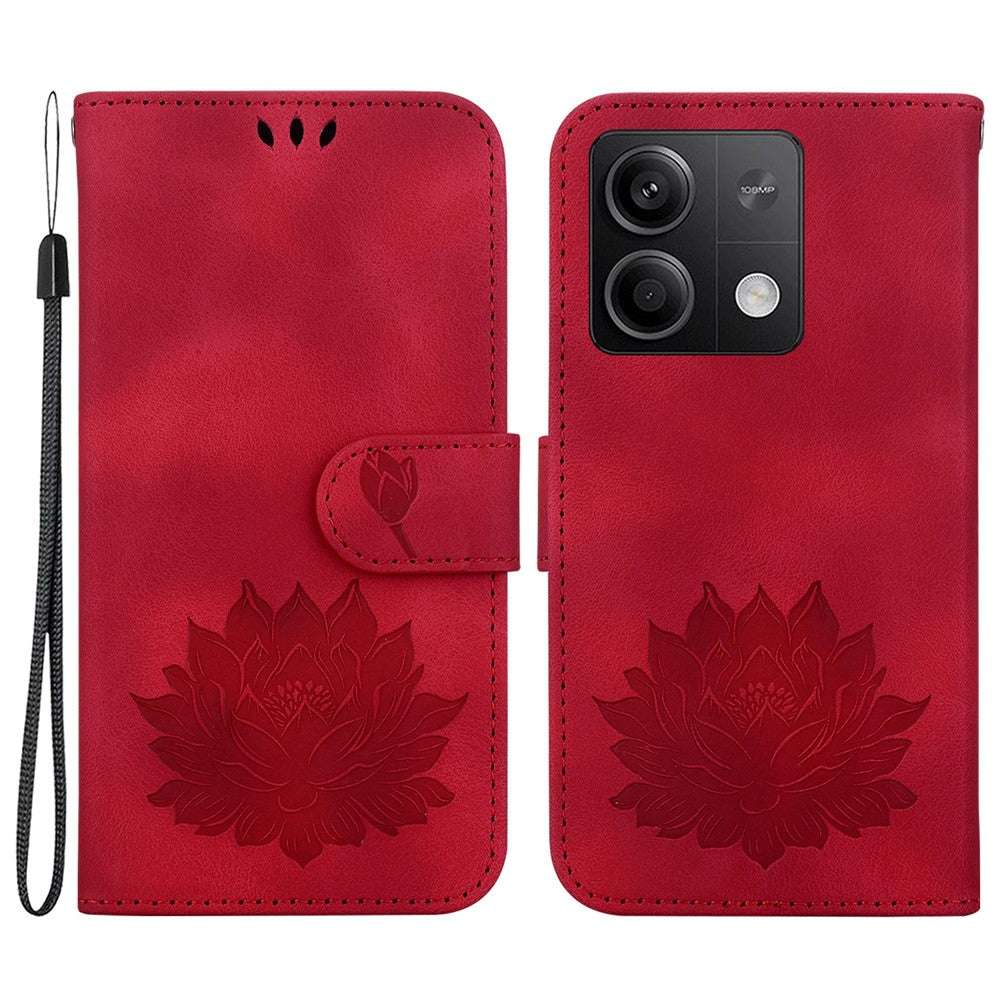 For Xiaomi Redmi Note 13 5G Case Lotus Imprint Leather Wallet Phone Cover