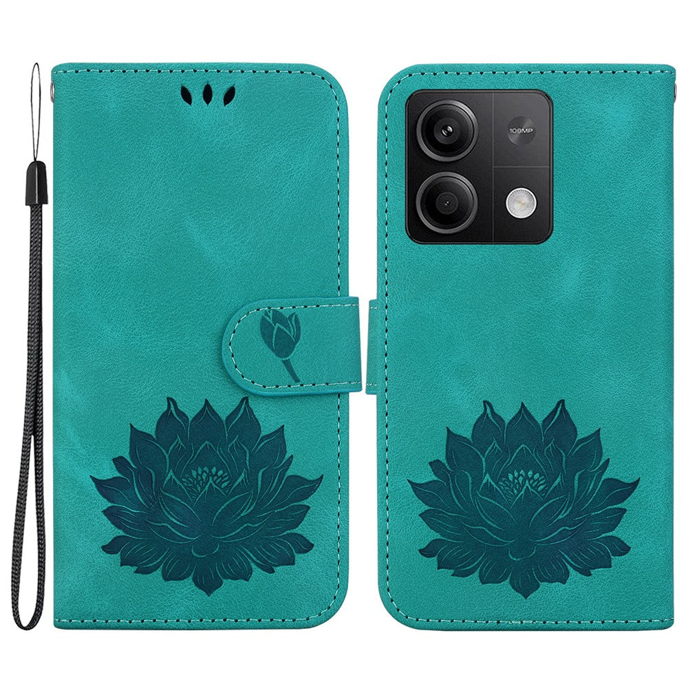 For Xiaomi Redmi Note 13 5G Case Lotus Imprint Leather Wallet Phone Cover