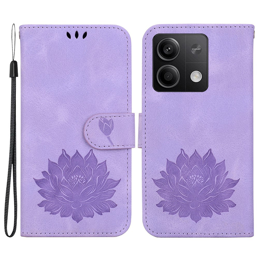 For Xiaomi Redmi Note 13 5G Case Lotus Imprint Leather Wallet Phone Cover
