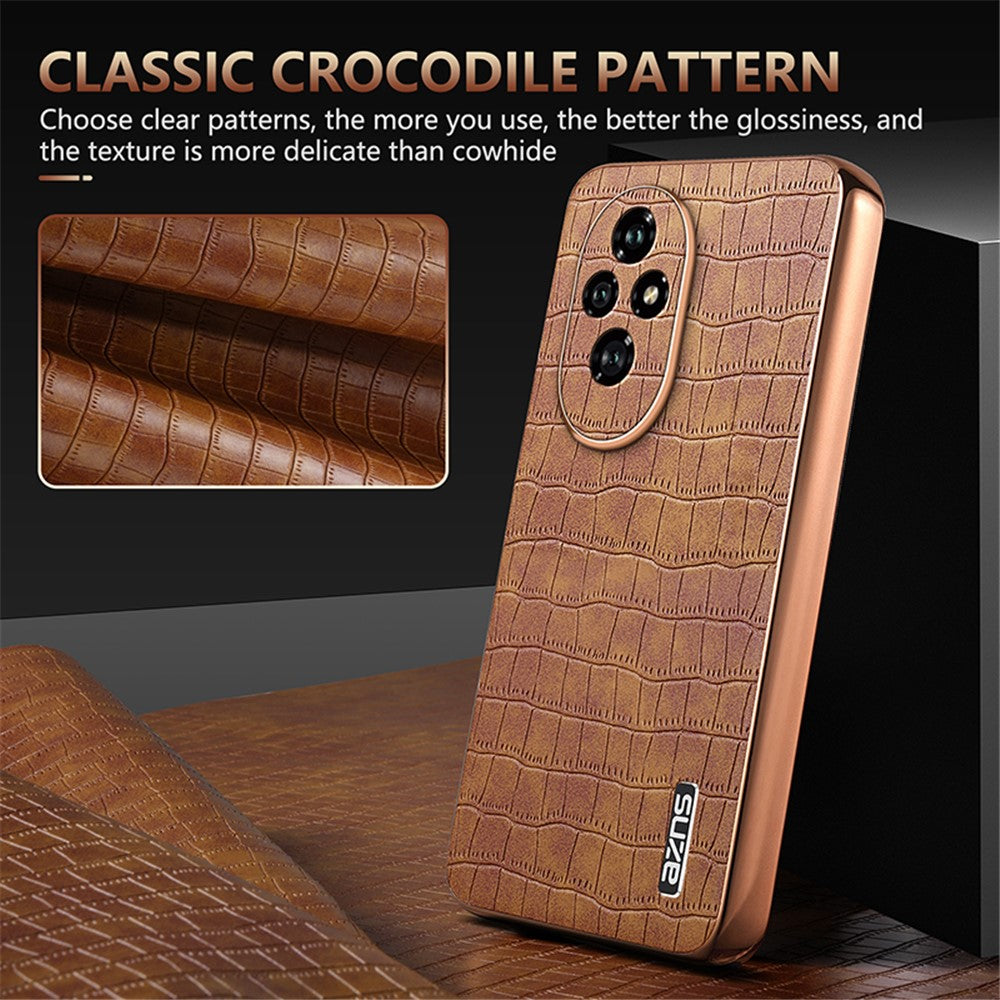 AZNS For Honor 200 5G Case PU Leather + TPU Phone Cover Crocodile Texture
