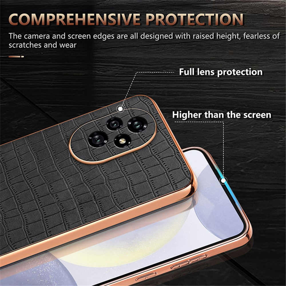 AZNS For Honor 200 5G Case PU Leather + TPU Phone Cover Crocodile Texture