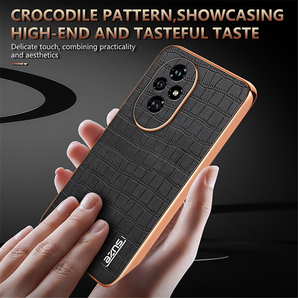 AZNS For Honor 200 5G Case PU Leather + TPU Phone Cover Crocodile Texture