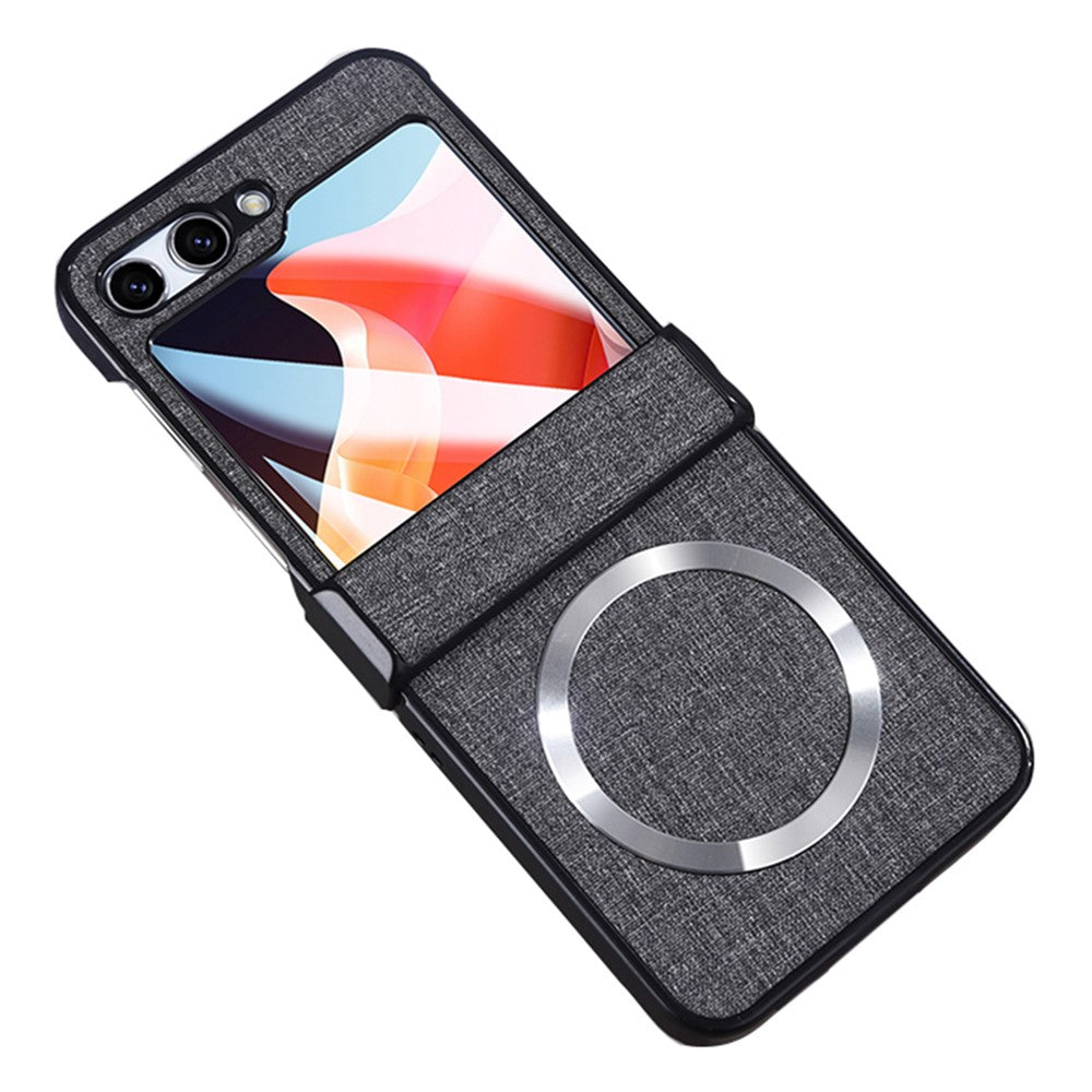 For Samsung Galaxy Z Flip7 FE 5G / Z Flip6 5G Case Leather+PC Phone Cover with Rear Screen Film and Hinge