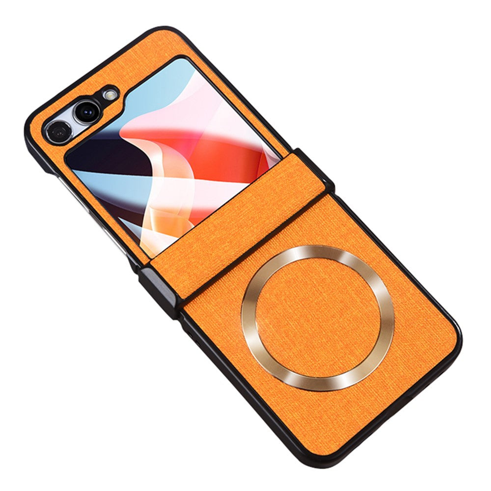 For Samsung Galaxy Z Flip7 FE 5G / Z Flip6 5G Case Leather+PC Phone Cover with Rear Screen Film and Hinge