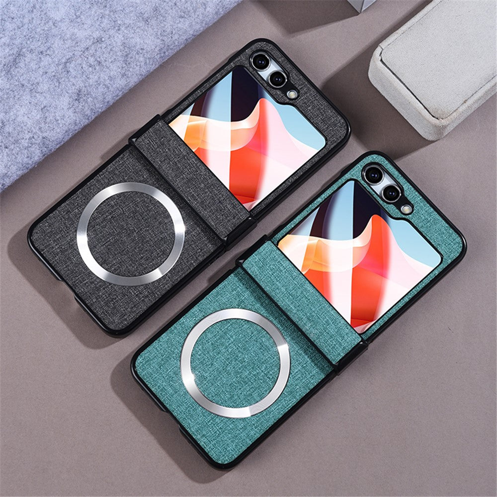 For Samsung Galaxy Z Flip7 FE 5G / Z Flip6 5G Case Leather+PC Phone Cover with Rear Screen Film and Hinge