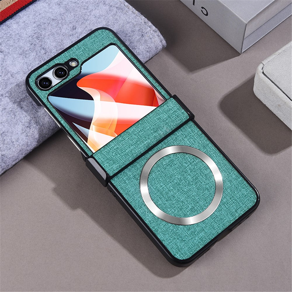 For Samsung Galaxy Z Flip7 FE 5G / Z Flip6 5G Case Leather+PC Phone Cover with Rear Screen Film and Hinge