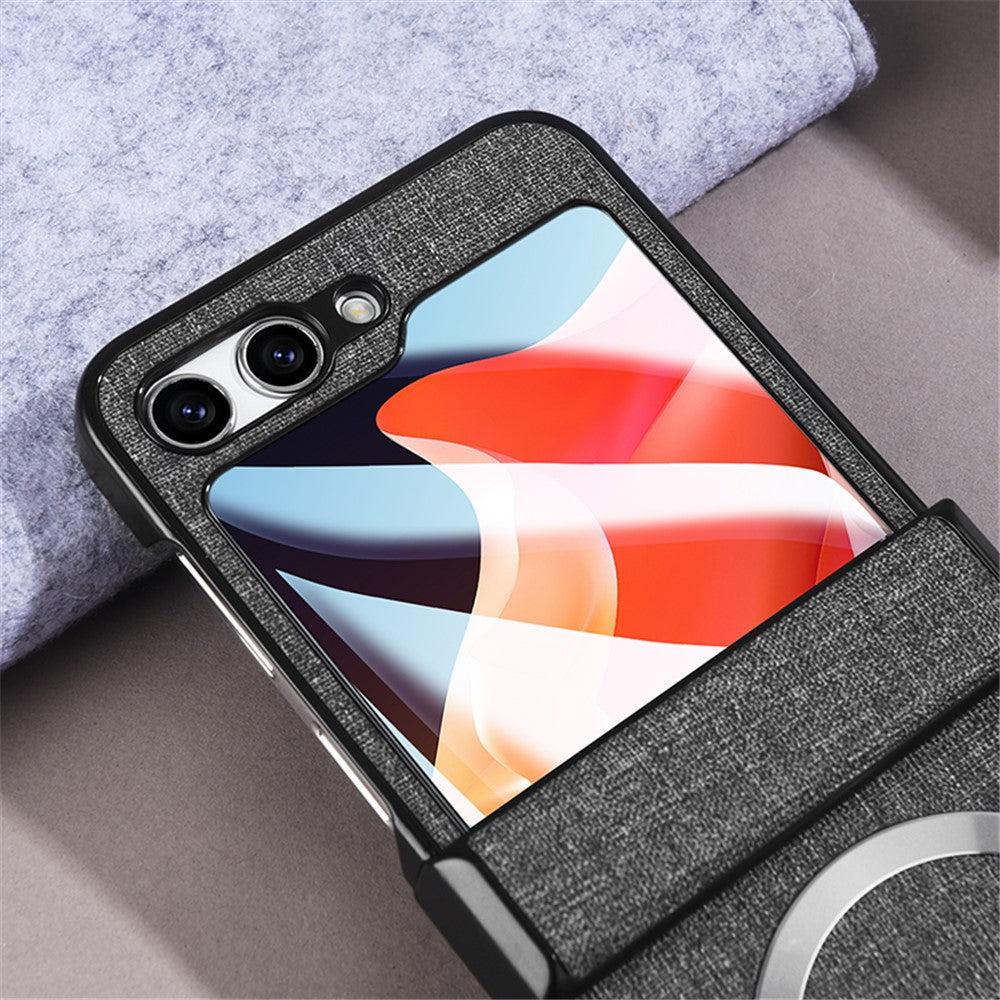For Samsung Galaxy Z Flip7 FE 5G / Z Flip6 5G Case Leather+PC Phone Cover with Rear Screen Film and Hinge