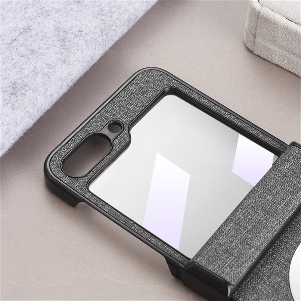 For Samsung Galaxy Z Flip7 FE 5G / Z Flip6 5G Case Leather+PC Phone Cover with Rear Screen Film and Hinge