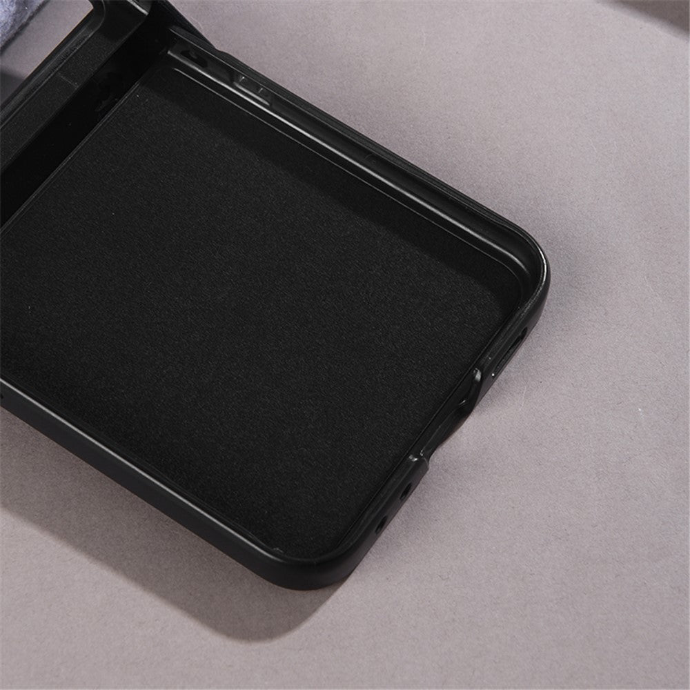 For Samsung Galaxy Z Flip7 FE 5G / Z Flip6 5G Case Leather+PC Phone Cover with Rear Screen Film and Hinge