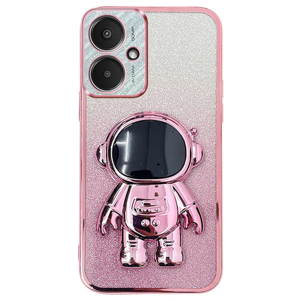For Xiaomi Redmi 13C 5G / 13R 5G / Poco M6 5G Case Electroplated PC+TPU Phone Cover Astronaut Kickstand