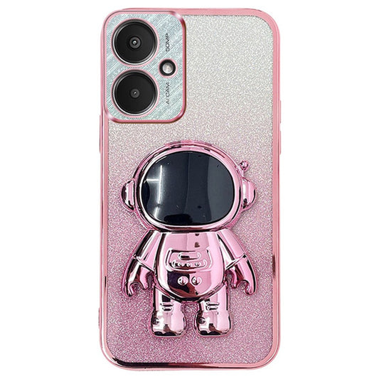For Xiaomi Redmi 13C 5G / 13R 5G / Poco M6 5G Case Electroplated PC+TPU Phone Cover Astronaut Kickstand