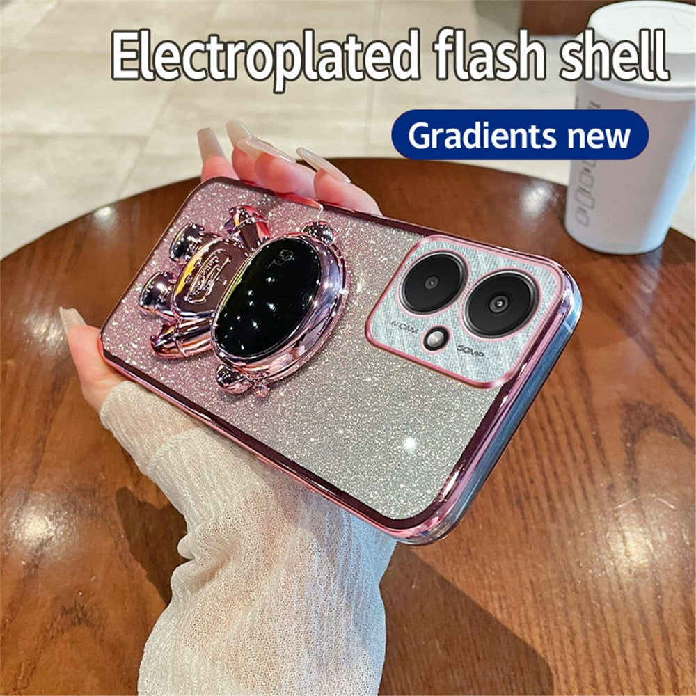 For Xiaomi Redmi 13C 5G / 13R 5G / Poco M6 5G Case Electroplated PC+TPU Phone Cover Astronaut Kickstand