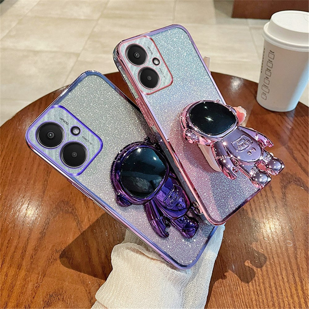 For Xiaomi Redmi 13C 5G / 13R 5G / Poco M6 5G Case Electroplated PC+TPU Phone Cover Astronaut Kickstand