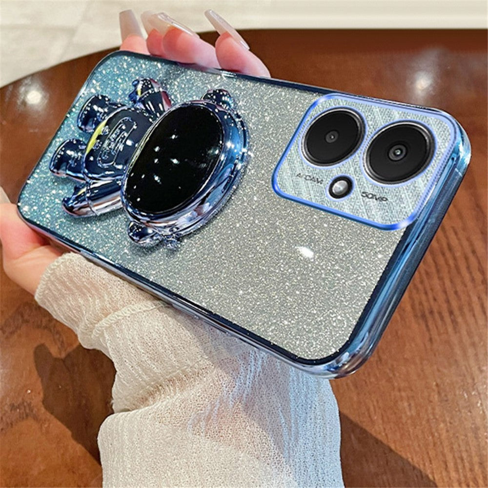 For Xiaomi Redmi 13C 5G / 13R 5G / Poco M6 5G Case Electroplated PC+TPU Phone Cover Astronaut Kickstand