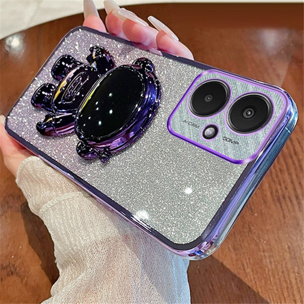 For Xiaomi Redmi 13C 5G / 13R 5G / Poco M6 5G Case Electroplated PC+TPU Phone Cover Astronaut Kickstand