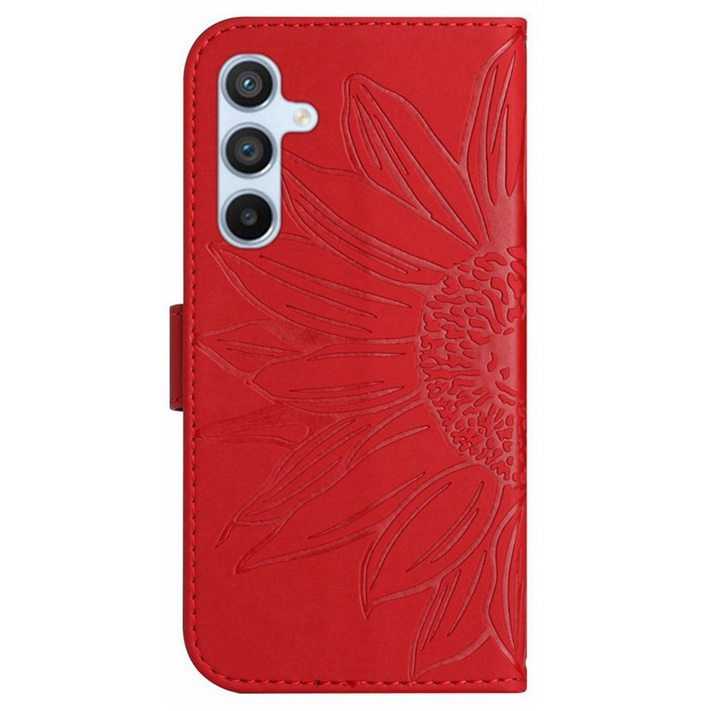 Galaxy S24 FE Wallet-Hülle – Sonnenblume aufgedruckt, mit Ständer & Riemen