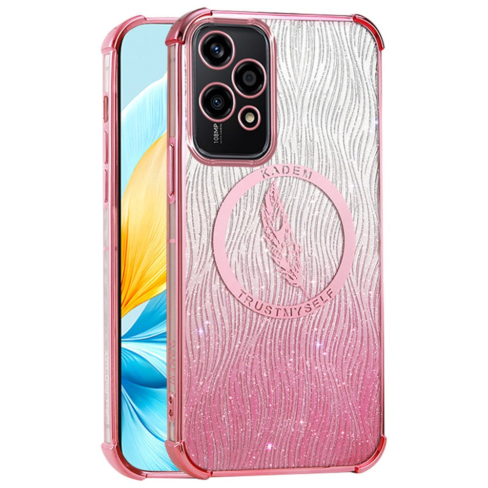 Honor 200 Lite Handyhülle – Glitzernde TPU-Hülle, mit Federmuster