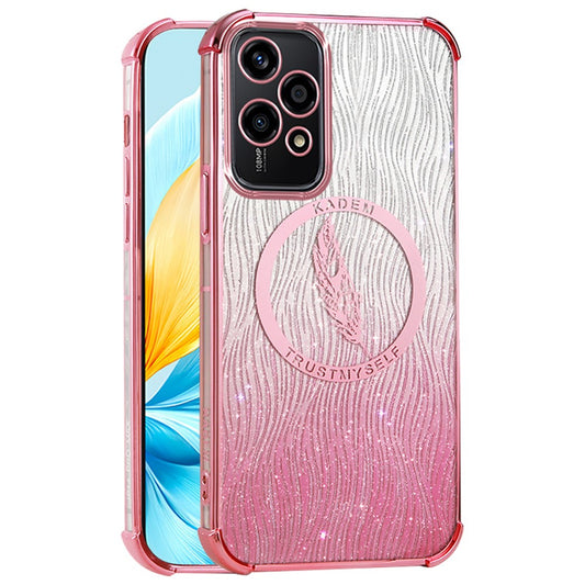 Honor 200 Lite Handyhülle – Glitzernde TPU-Hülle, mit Federmuster