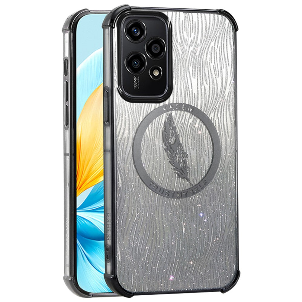 Honor 200 Lite Handyhülle – Glitzernde TPU-Hülle, mit Federmuster