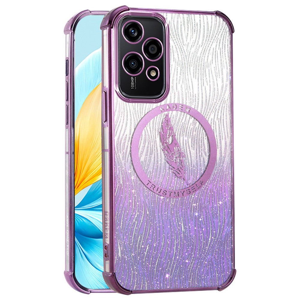 Honor 200 Lite Handyhülle – Glitzernde TPU-Hülle, mit Federmuster